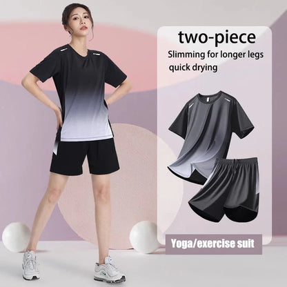 Sports set women's summer badminton clothes ping-pong dry clothes short sleeve shorts running fitness clothes
