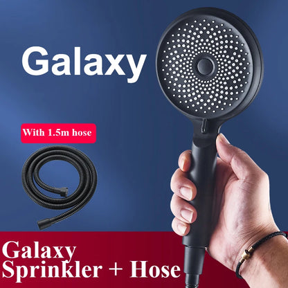 Shower Head 3 Mode Rainfall ABS Round High Pressure Turbo Spray Nozzle Adjustable Black Eco Shower Bathroom Accessories FR102