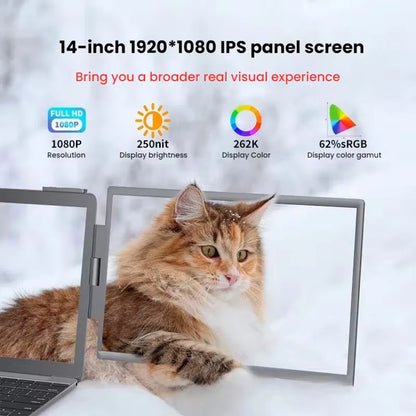 14" Portable dual monitor/Singel monitor , IPS screen USB-C/HDMI laptop extender for trading/programming/gaming Second display