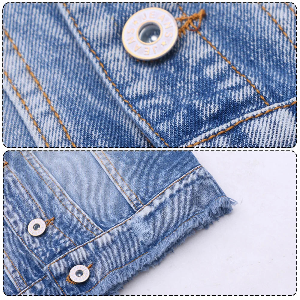 Kids Denim Jacket Boys Vest Coat Sleeveless Tassels Lapel Outerwear Casual Button Children's Cowboy Waistcoat Girls Denim Vest
