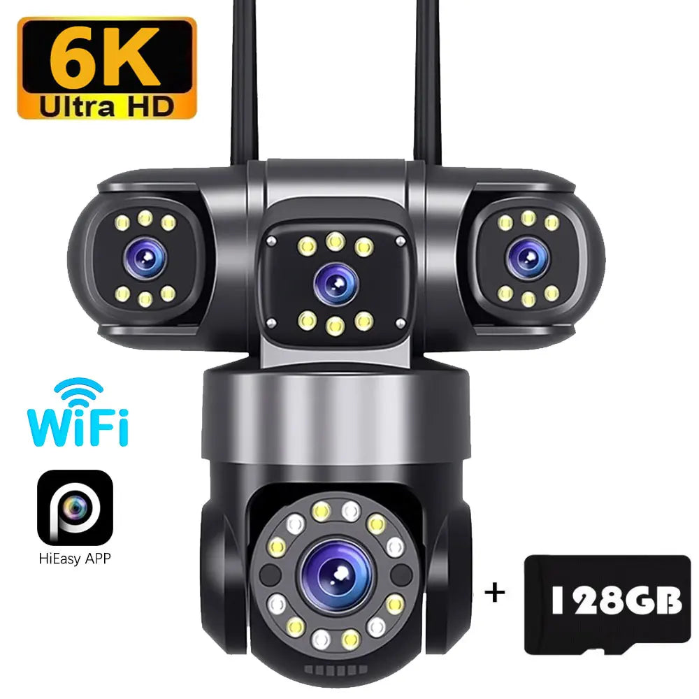 10K 20MP Home Security Outdoor WiFi Camera 4 Lens 4 Screen 360° 16X Zoom CCTV Wireless Surveillance PTZ Cam Security Protection
