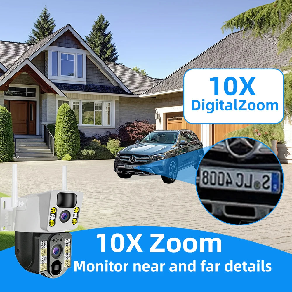 4K Solar Security Camera Outdoor Wireless 360° PTZ AI Human Detection IP66 Waterproof 8000mAh