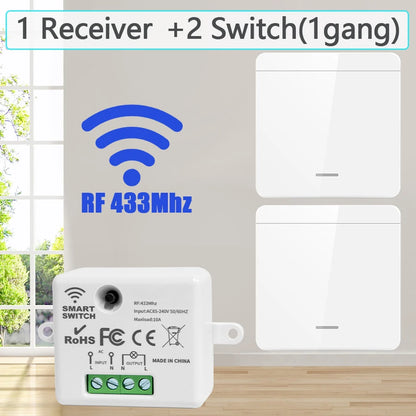Wireless Smart Wall Switch RF 433Mhz Interruptor Light Switch Remote Control 1/2/3Gang Panel Receiver For Lamp Home Decoration