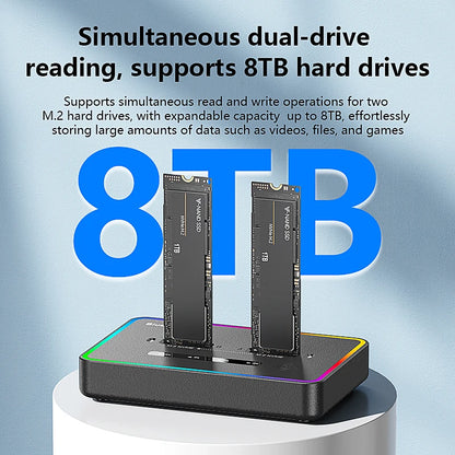 Blueendless Dual-Bay M.2 NVME SSD Clone Docking Station 20Gbps USB3.2 USB C Type C OFFline Cloner Duplicator NVme PCIE Enclosure