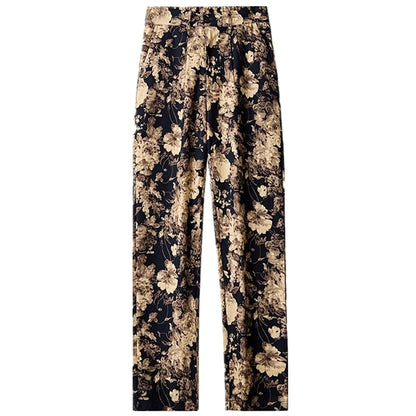 Red Men's Printed Suit Pants, Fashion Casual Trousers, Black Nostalgic Style Pantalones Hombre M-5XL Cotton Pant