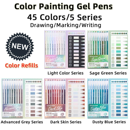 Color Painting Gel Pen Set,With Storage Box,0.6mmNeedle Tip,Rich Color Large Capacity Gel Pens,Art Supplies For Diary,Card,DIY