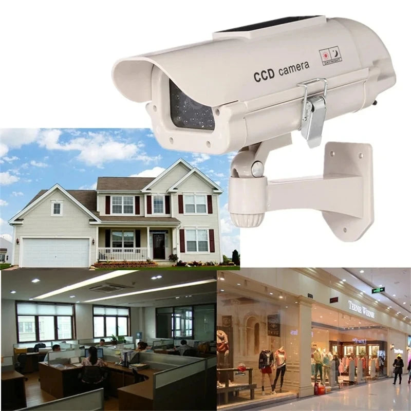 Simulation Solar Powered Waterproof Fake Camera Red Flashing Led CCD Security Camera Home Office Surveillance System Scare Theft