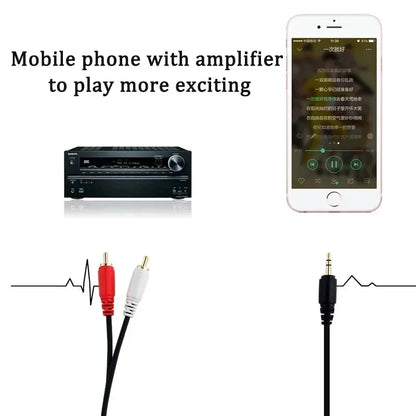 Jack 3.5 To 2 RCA Aux Cable Splitter Audio Wire for Phone TV PC Amplifier Home Theater DVD Speaker Cord Laptop Video Audio Cable