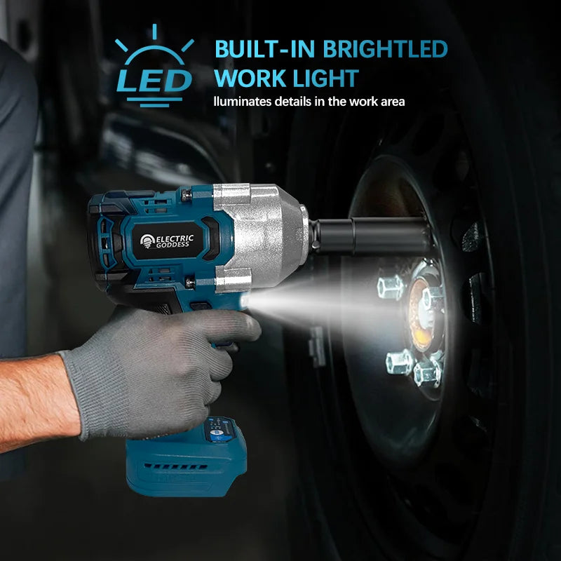 Electric Goddess 1000N.M Cordless Electric Impact Wrench Brushless Wrench Hand Drill Socket Tools For Makita 18V Battery ﻿Pin