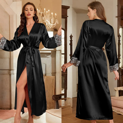 Rayon Robes Women Nightwear Home Clothes Intimate Lingerie Casual Kimono Bath Gown Lady Sexy Night Dress