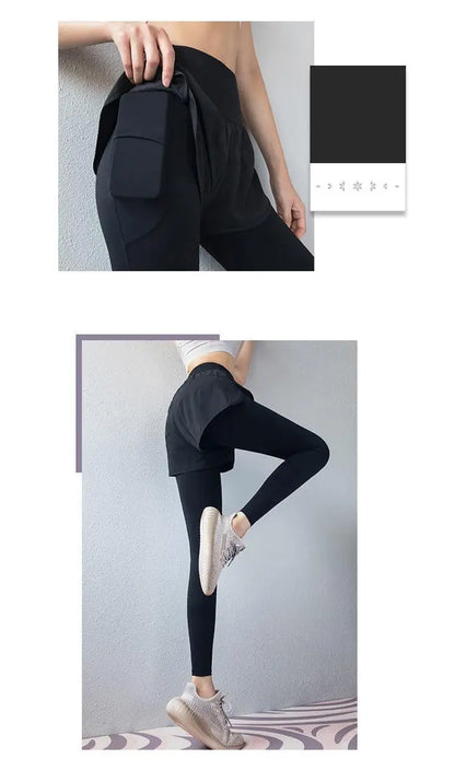 Pantalones de mujer, Pantalones de deporte de cintura alta con bolsillos, Entrenamiento matutino, Leggings de yoga, Jogging y ej