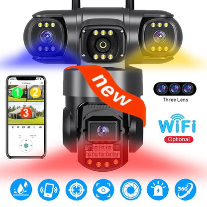 3 Lens 3 Monitor Screen Security Protection 2 Way Audio Wifi Camera HD Color Night Vision Home Surveillance Cameras Outdoor CCTV