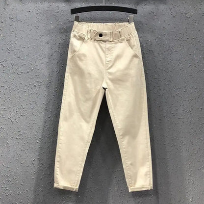 Women Fashion With Pockets Satin Cargo Pants Vintage High Waist Harem Fly Female Trousers Mujer