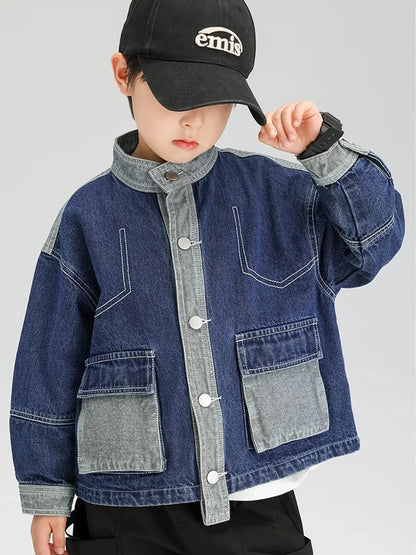 Children's Clothing Boys' Fashionable Jackets Spring and Autumn New Spring Internet Celebrity Clothing Boys' Jackets Denim Jacke