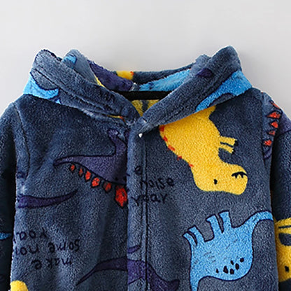 Children Clothing Home Wear Boys and Girls Bathrobes Pajamas Cartoon Flannel Hooded Children Comfortable Nightgowns Robes