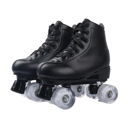 Roller Skates Shoes Quad wheels Skating Adult Unisex Double Row Roller Shoes Outdoor Sliding Sport Sneaker Leather Footwear Gift