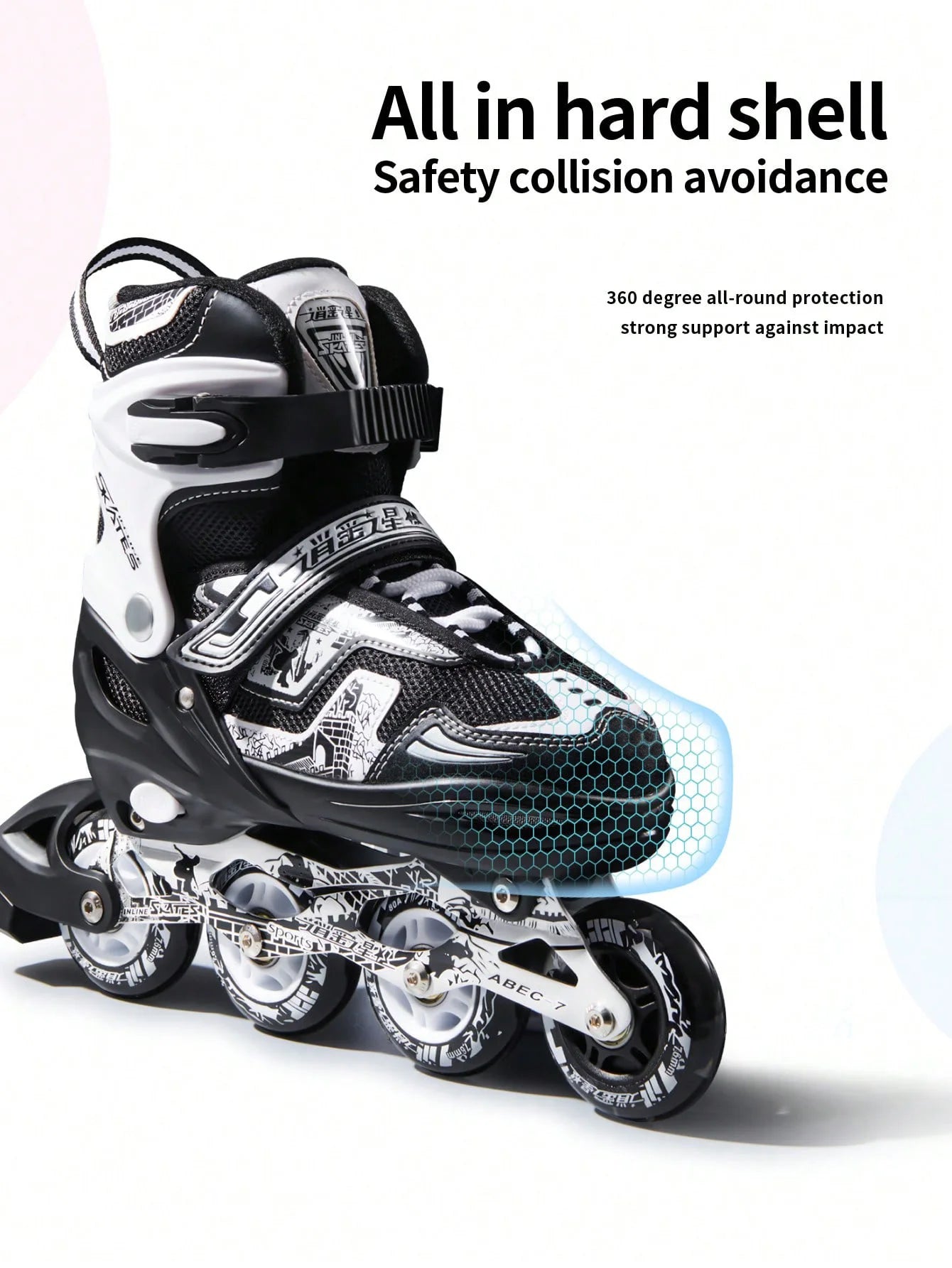 FREE STAR high-end shaped four-size adjustable adjustable height in-line PU roller skates comfortable breathable soft surface ro