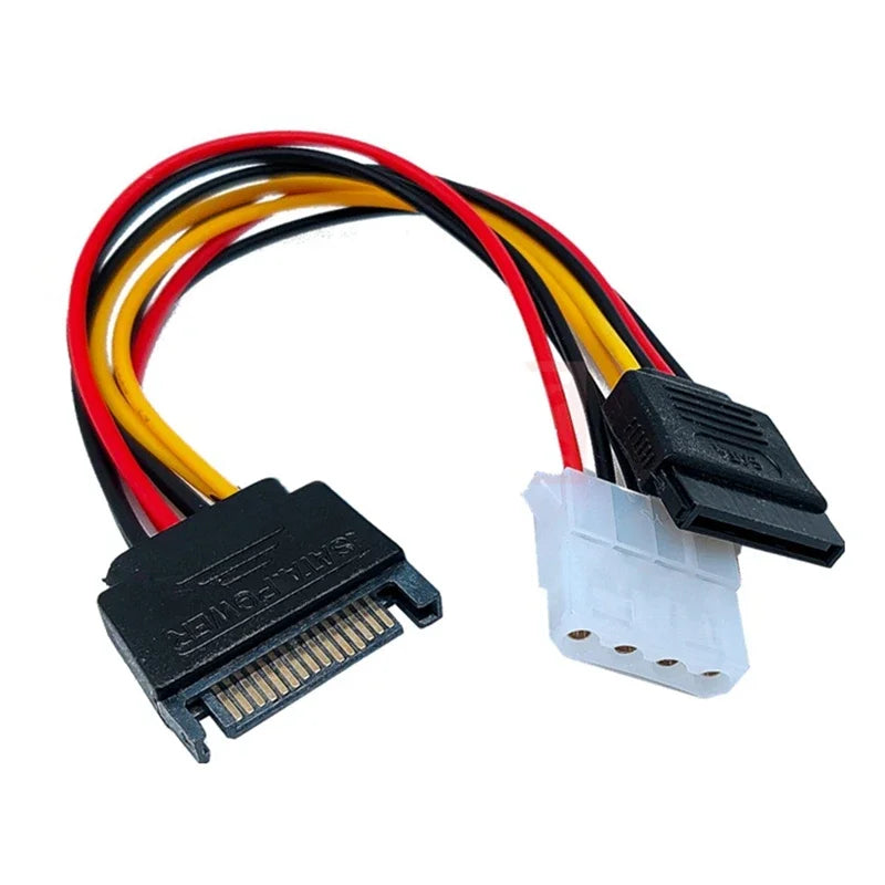 High-Quality SATA 15pin Power Supply to SATA 15pin and IDE 4pin Power Splitter Cables for Motherboards and Hard Drives