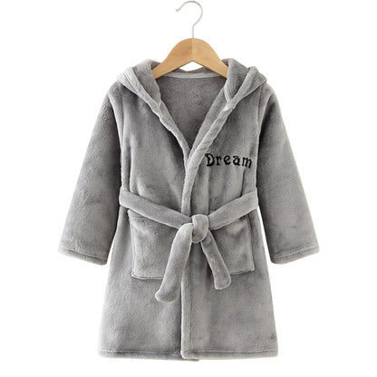 Children Clothing Home Wear Boys and Girls Bathrobes Pajamas Cartoon Flannel Hooded Children Comfortable Nightgowns Robes