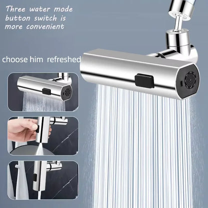 Kitchen and bathroom new multi-function waterfall three mode universal rotary extension faucet splash proof nozzle sink