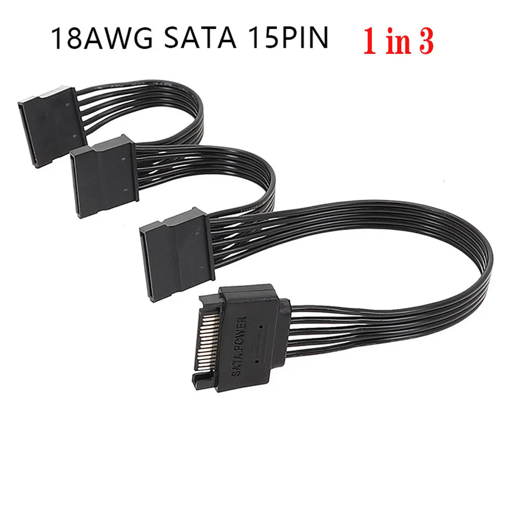 Sata Power Splitter Cable 6 Way, 15 Pin SATA to 1 To5/6 for HDD、SSD、Optical Drives, sata Power Connector Supply Extension Cabl