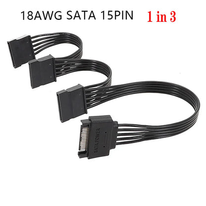 Sata Power Splitter Cable 6 Way, 15 Pin SATA to 1 To5/6 for HDD、SSD、Optical Drives, sata Power Connector Supply Extension Cabl