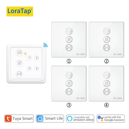 Tuya Smart Life Curtain Switch Rolling Blinds Engine Roller Shutter RF & WiFi Connected Google Home Alexa Echo Motor LoraTap