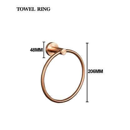 Brushed Rose Gold Stainless Steel Wall-mounted Elegant Bathroom Set Paper Towel Stick Toilet Bathroom Robe Soap Soap Dishwasher