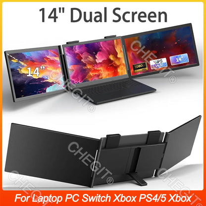 14" Portable dual monitor/Singel monitor , IPS screen USB-C/HDMI laptop extender for trading/programming/gaming Second display
