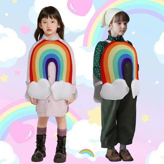 Children's Day Rainbow Costume Kids Cosplay Funny School Stage Performance Role Play Outfit Girls Boys Halloween Carnival Party