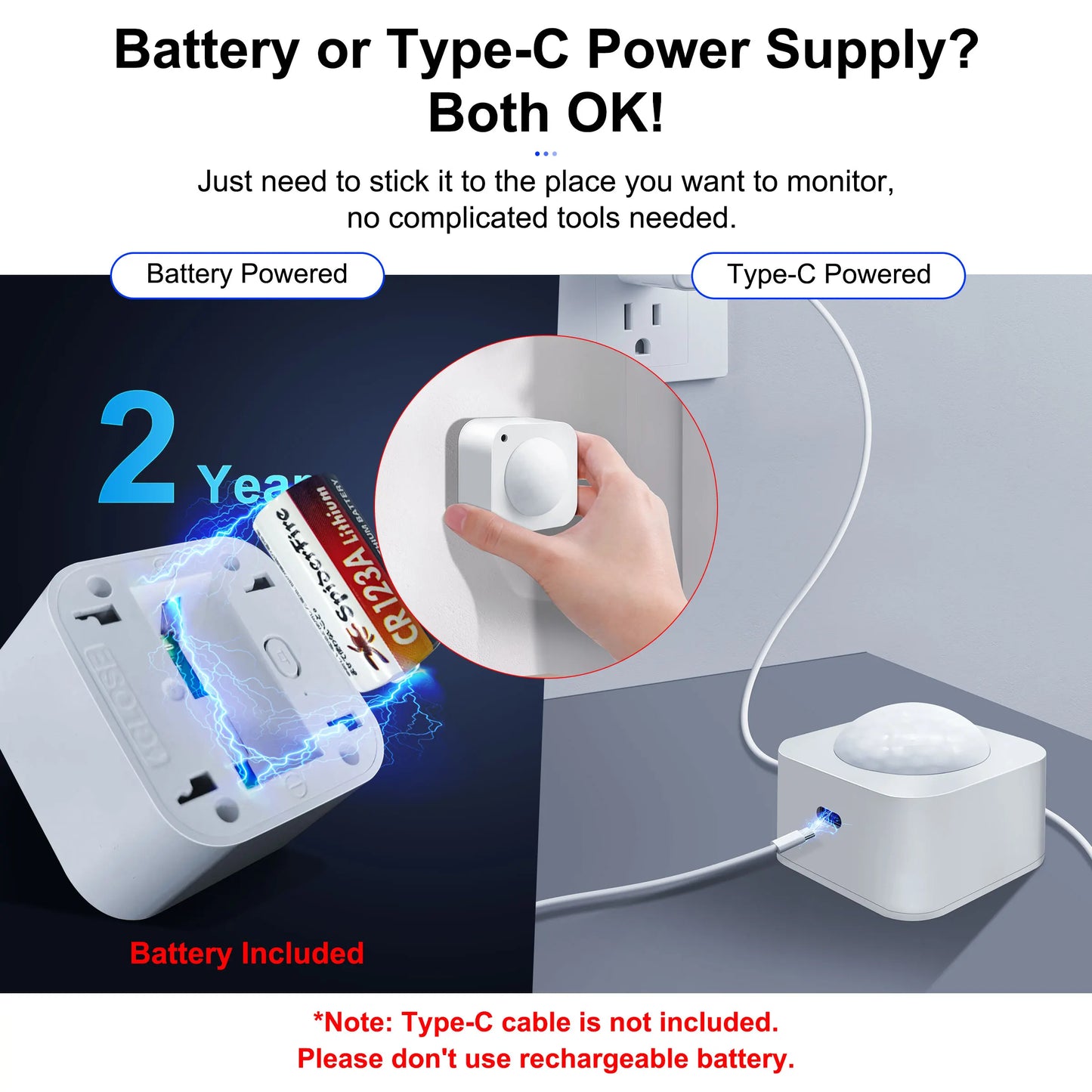 GIRIER Smart PIR Motion Sensor ZigBee 3.0 Human Movement Detector 2-in-1 Light Sensor Compatible with Home Assistant ZigBee2MQTT