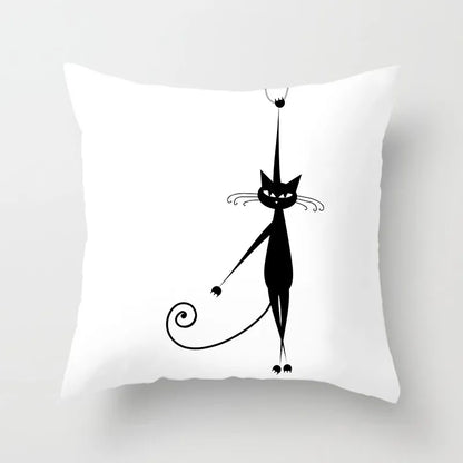 Home Decoration Black Cat Animal Print Cushion Pillowcase  Cover Sofa   Office Furnishing 45X45CM