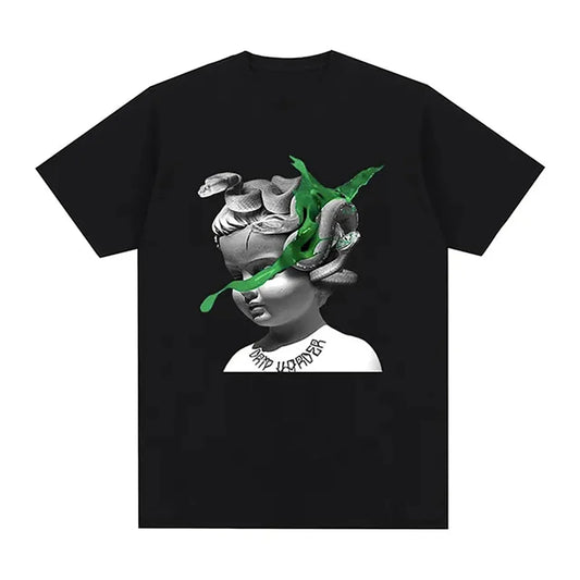 Camiseta de rapero para hombre y mujer camiseta de algodón por goteo informal a la moda novedad de verano  streetwear