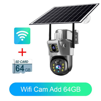 WIFI Security Protection Camera 4K Dual Lens Outdoor PTZ CCTV PIR Human Detection Wireless Surveillance Cam Built-in Battery