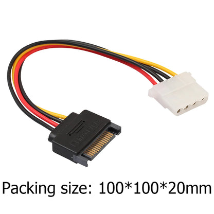 0.2m SATA 15-Pin Male to Molex 4-Pin Female Power Cable for PCe Riser BTC Mining