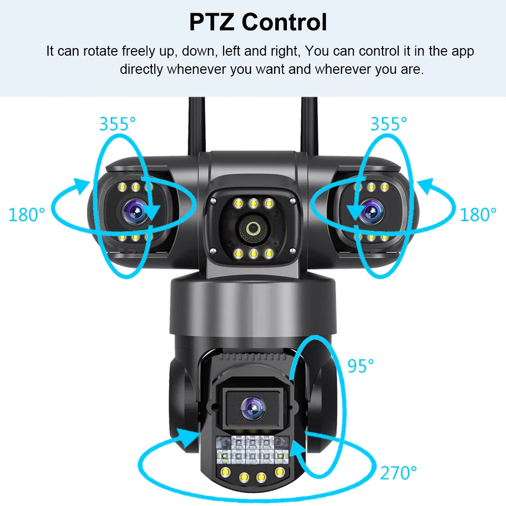 3 Lens 3 Monitor Screen Security Protection 2 Way Audio Wifi Camera HD Color Night Vision Home Surveillance Cameras Outdoor CCTV