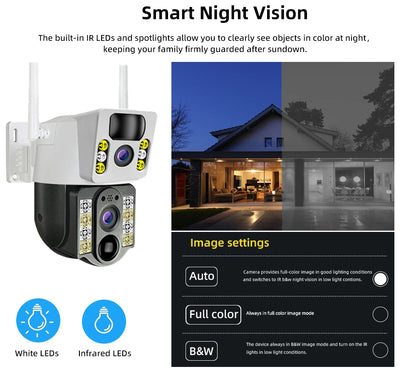 4K Solar Security Camera Outdoor Wireless 360° PTZ AI Human Detection IP66 Waterproof 8000mAh