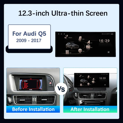 12.3 inch GPS Navigation Wireless Carplay Android 14 for Audi Q5 2009 - 2017 BT Car Multimedia Video Radio Player 4G Auto Tools