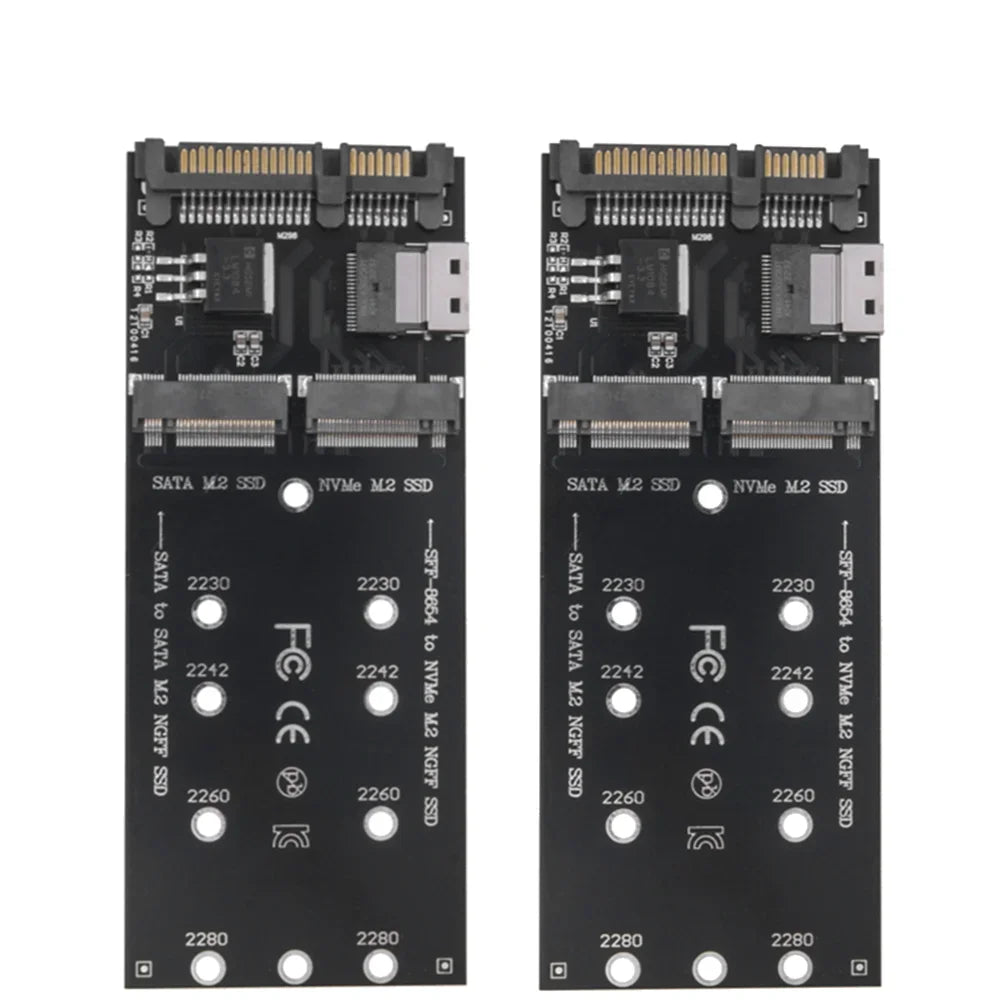 M.2 To SATA Adapter SFF-8654 To M2 NVME SSD 22Pin SATA To M2 Expansion Card 2 in 1 Combo Adapter Fit for Mainboard