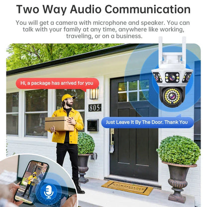 Smart Home WiFi Camera 6K Three Screen Security Camera Outdoor Security Protection Auto Tracking Camara 4K Yoosee CCTV Camera