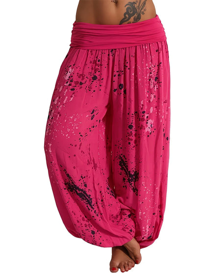 Women New Fashion Floral Print Harem Pants Yoga Pants Ladies Loose Fit Casual Wide Leg Long Trousers Sports Pants