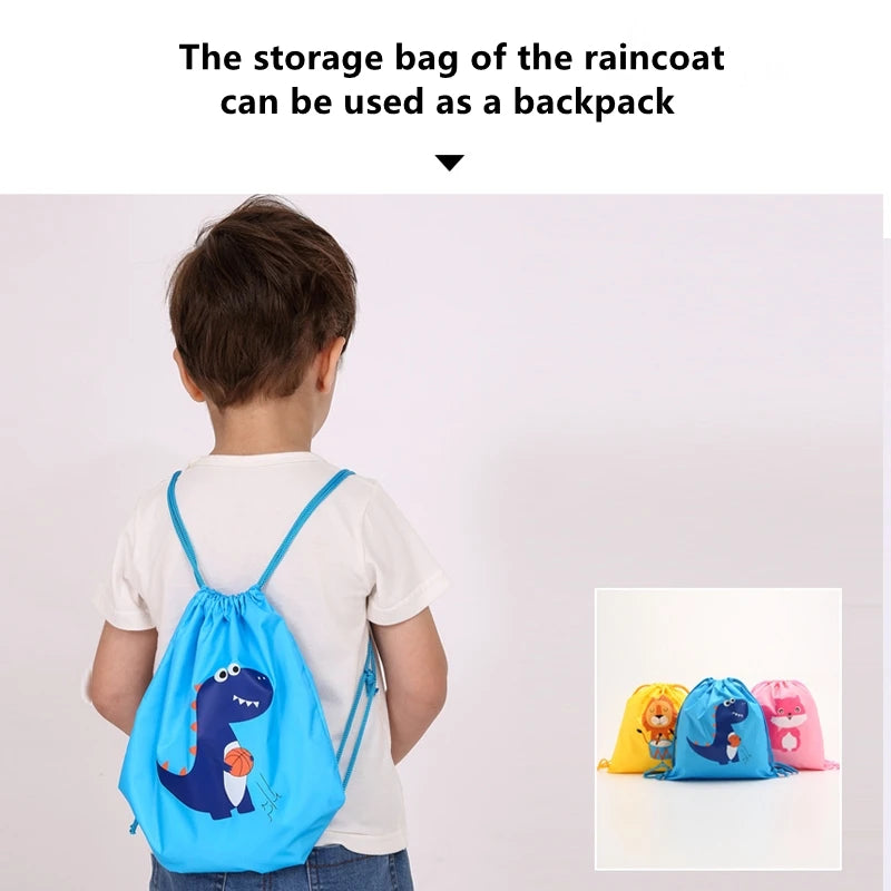 1-10 Years Old Children Raincoat Kids Boys Girls Waterproof Jumpsuit Hooded One-Piece Cartoon Dinosaur Baby Rainwear And Pants