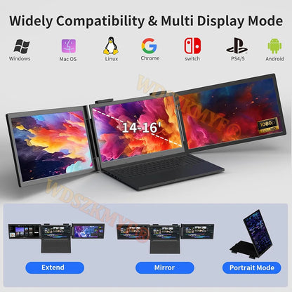 14" Portable dual monitor/Singel monitor , IPS screen USB-C/HDMI laptop extender for trading/programming/gaming Second display