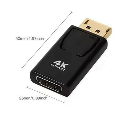 4K DisplayPort to HDMI Adapter - DP to HDMI Converter for PC/Laptop/Monitor Supports Ultra HD Video/Audio