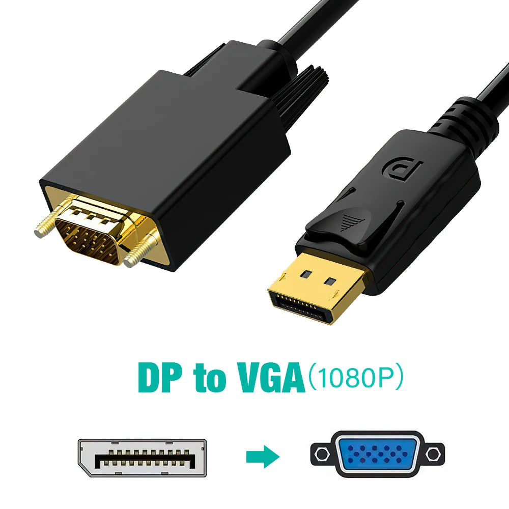 DisplayPort To HDMI Cable DP Male To Male VGA DVI HDMI Video Audio Cable 4K 1080P For Computer Laptop TV Projector Monitor 1.8m