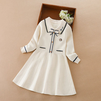 Children Girls Knitted Dresses 2024 New Warm Sweater Dress Kids Clothing Long Sleeve Casual Dress Baby Girls Princess Dress