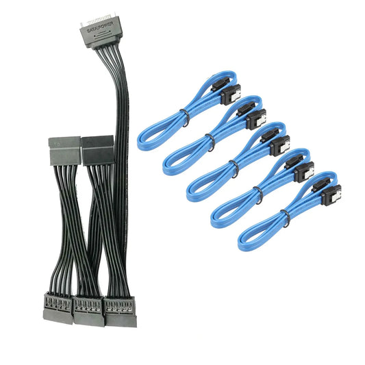 SATA 15Pin 1 to 5 SATA 15Pin Hard Drive Power Supply Splitter Cable Cord for DIY PC Sever 15-pin SATA power 60CM