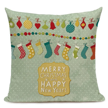 1pcs/SET Christmas Tree Pattern Linen Throw Pillow Case, Decorative Cushion Cover, Car, Home, Sofa Decor, Merry Christmas