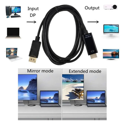 DisplayPort to HDMI-Compatible Cable 4K DP to HDMI Adapter Display Port Video Audio Converter for PC HDTV Projector Audio Cable
