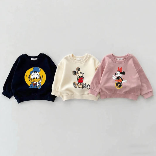 Trendy Clothes 0-6Year Child Cute Sweatshirts Donald Duck Minnie Long-sleeved Tops 2025 Ealry Autumn Clothing Kid Hoodies Casual